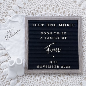Family of Four Pregnancy Announcement Pregnancy Reveal, Social Media pregnancy announcement Gender Neutral baby reveal fourth baby announce
