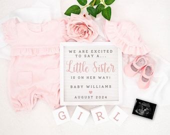 Girl Pregnancy Announcement Digital Template For Social Media, Cute Reveal for Girl, Baby Girl Gender Reveal, It's A Girl Announcement