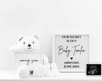 Editable Letterboard Pregnancy Announcement Template (Digital)