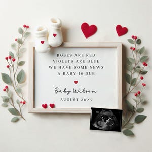 Valentines Day Digital Pregnancy Announcement, February Baby Announcement, Gender Neutral Editable Template, Little Valentine On the Way