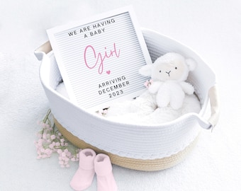 Girl Digital Pregnancy Announcement, Neutral, Social Media, Facebook, Instagram, Gender Reveal, Baby Girl Gender Reveal, Girl Announcement