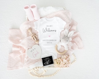Girl Pregnancy Announcement Digital, Baby Girl Gender reveal announcement for Social Media, Baby Reveal It's A Girl Announcement