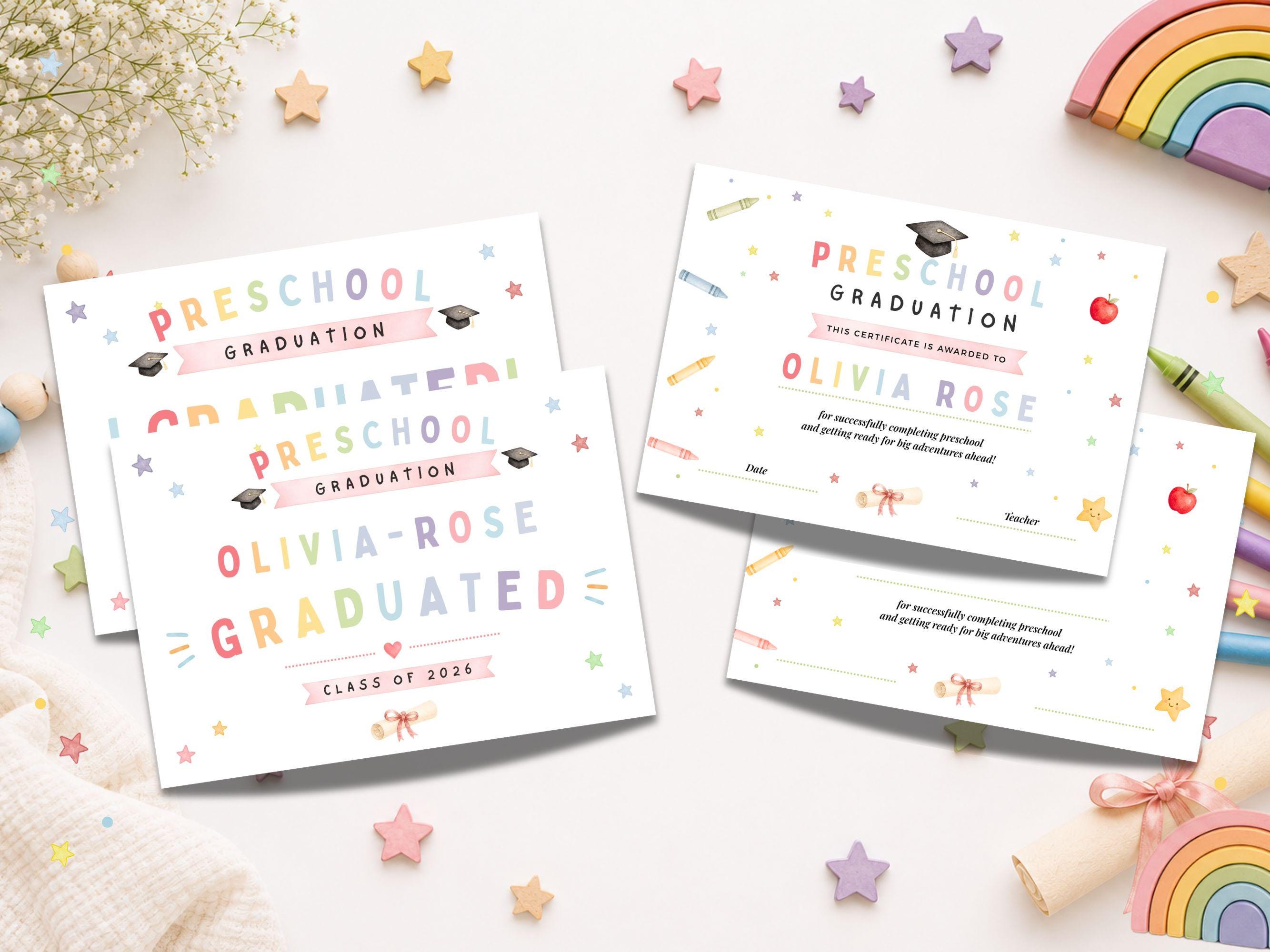 Editable Preschool Graduation Bundle Canva Template | Invitation ...