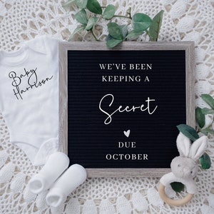 Digital Pregnancy Announcement, Pregnancy Reveal, Social Media, Gender Neutral, Boho, Letter Board, Facebook, Instagram, Pregnancy Reveal