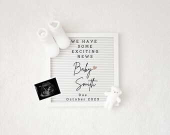 Baby Announcement, Birth Announcement, Digital Pregnancy Announcement, Gender Neutral Template,  Baby Reveal, Letterboard Announcement
