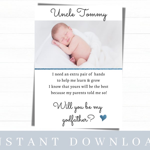 EDITABLE GODFATHER CARD, will you be my godfather printable, godfather proposal instant download, godfather poem download, personalised card