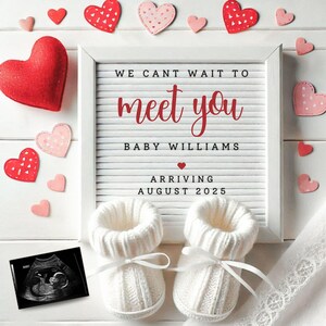Valentines Day Digital Pregnancy Announcement, February Baby Announcement, Gender Neutral Editable Template, Valentines Baby