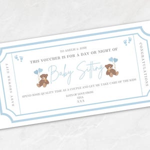 Edytowalny bon upominkowy na opiekę nad dziećmi | Bon upominkowy na baby shower | Wydrukowany kupon na opiekę nad dziećmi | Szablon Canva | Natychmiastowe pobranie