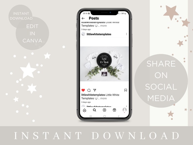 Twins Pregnancy Announcement Digital Social Media Announcement, Gender