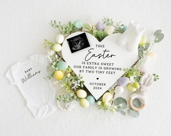 Easter Pregnancy Announcement Digital, Spring Baby Announcement, Gender Neutral Template, April Boho Reveal, Easter Baby Reveal