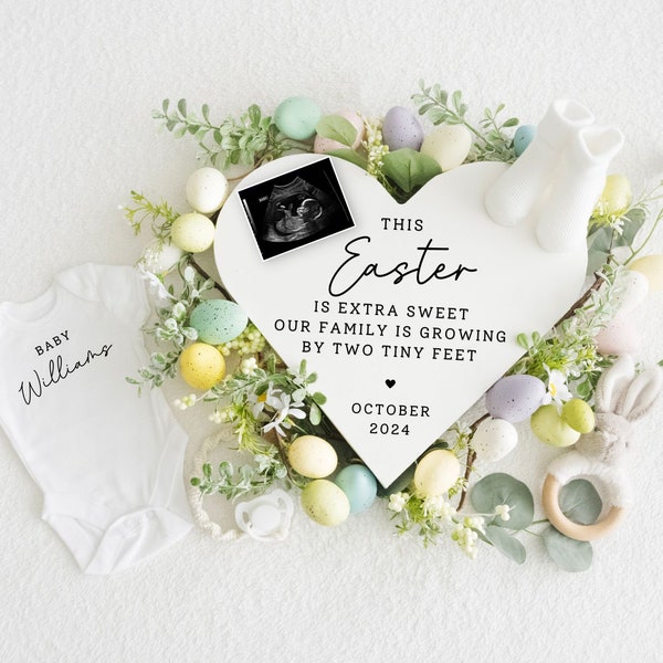 Easter Pregnancy Announcement Digital, Spring Baby Announcement, Gender Neutral Template, April Boho Reveal, Easter Baby Reveal