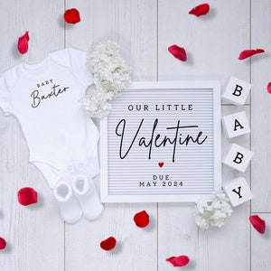 Valentine&#39;s Day Pregnancy Announcement Digital Gender Neutral Baby Announcement  Editable Template Little Valentine Baby Announcement