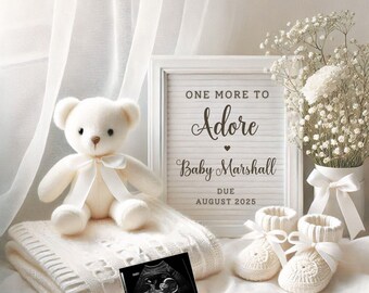 Simple Digital Pregnancy Announcement, Gender Neutral Template, Baby Reveal Announcement for Social Media