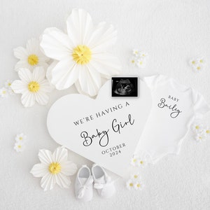 Girl Pregnancy Announcement Digital Baby Announcement Girl Gender Reveal Social Media Reveal Editable Template Its a Girl Little Sister