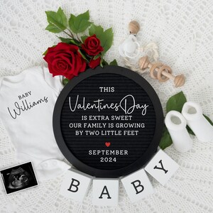 Valentine&#39;s Day Pregnancy Announcement Digital Gender Neutral Baby Announcement  Editable Template Little Valentine Baby Announcement