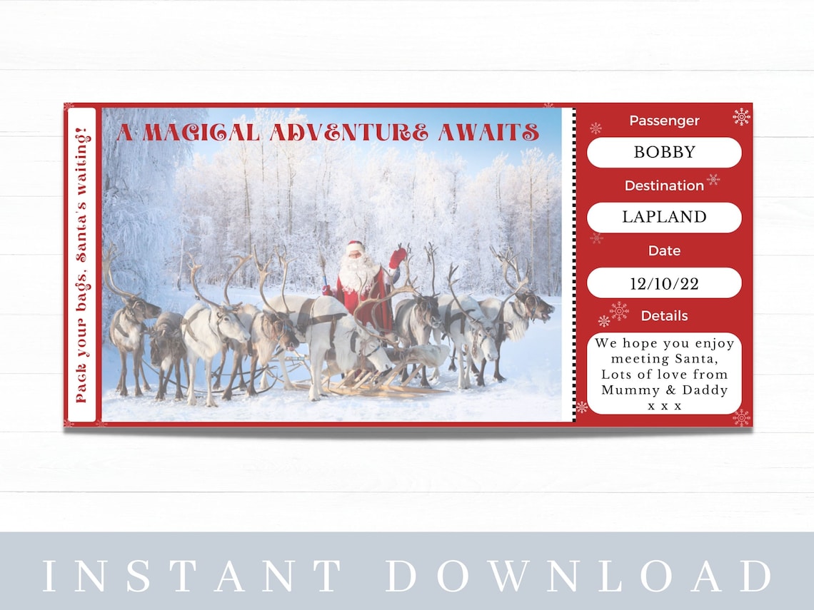 Lapland Ticket Gift Certificate Surprise Travel Ticket Etsy UK
