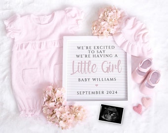 Baby Girl Pregnancy Announcement Digital Template For Social Media, Cute Reveal for Girl, Baby Girl Gender Reveal, It's A Girl Announcement
