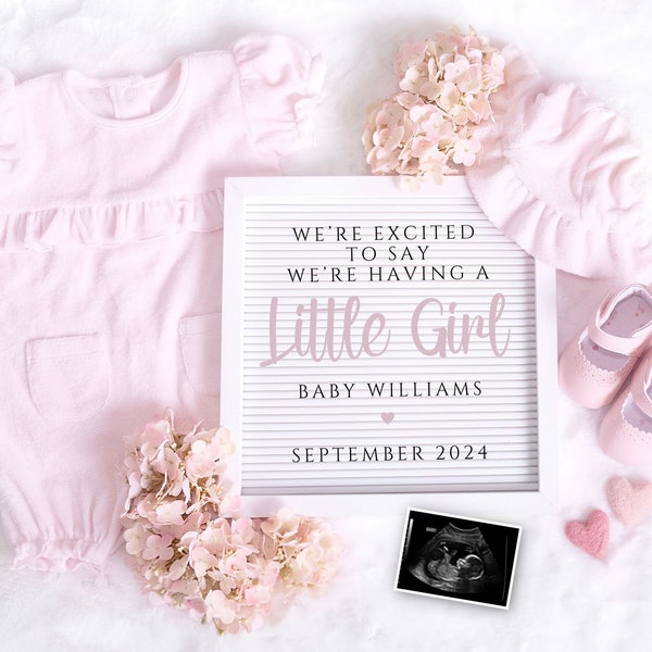 Baby Girl Pregnancy Announcement Digital Template For Social Media, Cute Reveal for Girl, Baby Girl Gender Reveal, It's A Girl Announcement