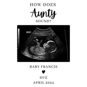 Anuncio digital de embarazo para tía/hermana, diseño neutro para compartir en redes sociales, Facebook, Instagram, personalizar e imprimir en casa.
