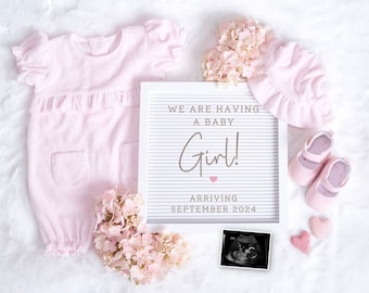 Baby Girl Pregnancy Announcement Digital Template For Social Media, Cute Reveal for Girl, Baby Girl Gender Reveal, It's A Girl Announcement