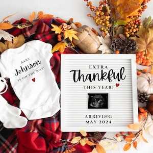 Digital Thanksgiving Pregnancy Announcement, Autumn Announcement, Editable Fall Pregnancy Announcement, Self Edit Template
