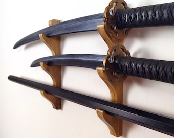 Walnut Wooden multi-size wall rack - 3 Layers