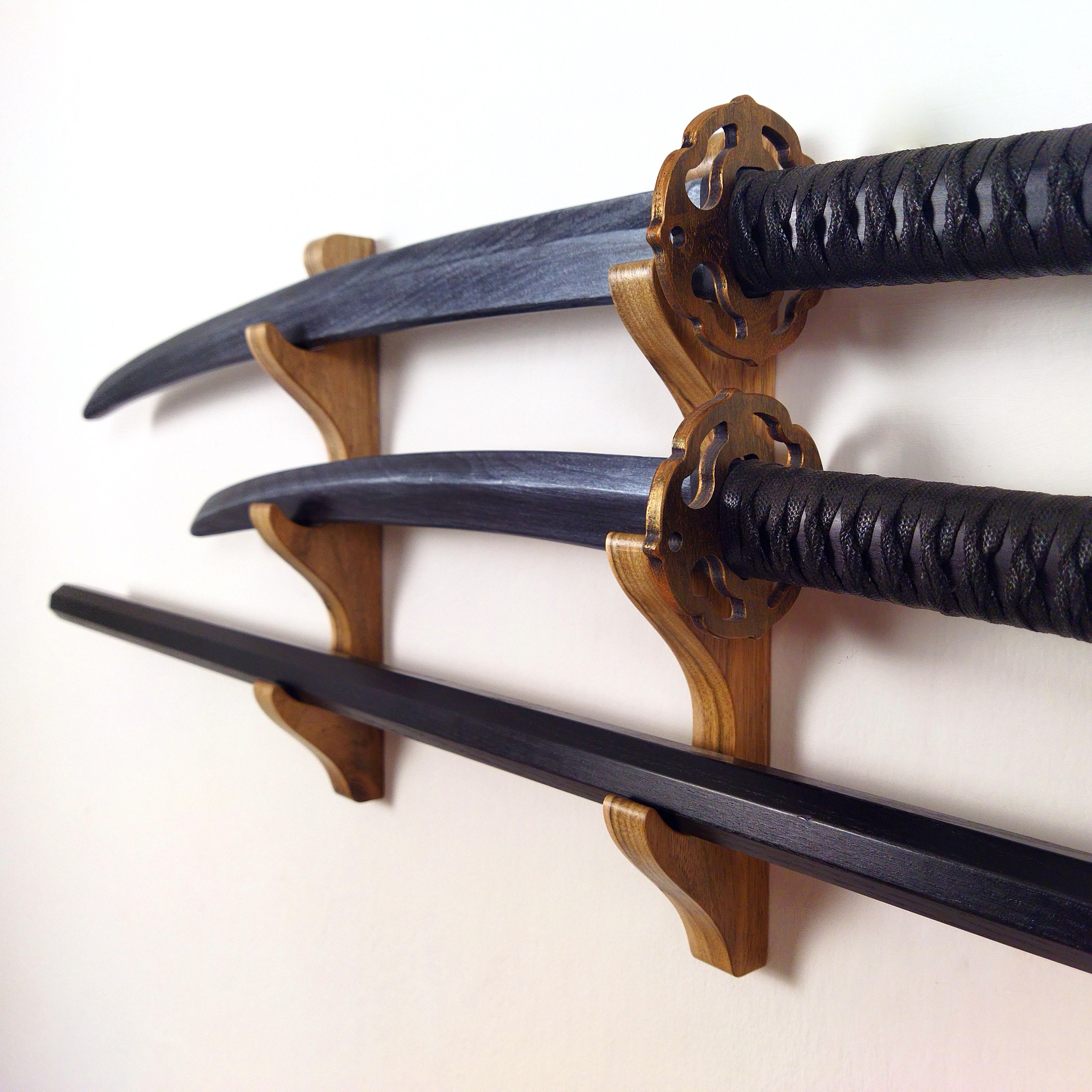 Katana Stand,Large Size 3 Tier Sword Display Stand,Black Katana Mount