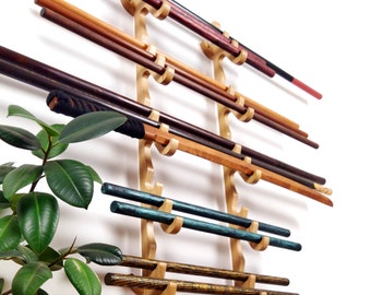 Oak wood multi-size wall rack - 15 Slots (Oak)
