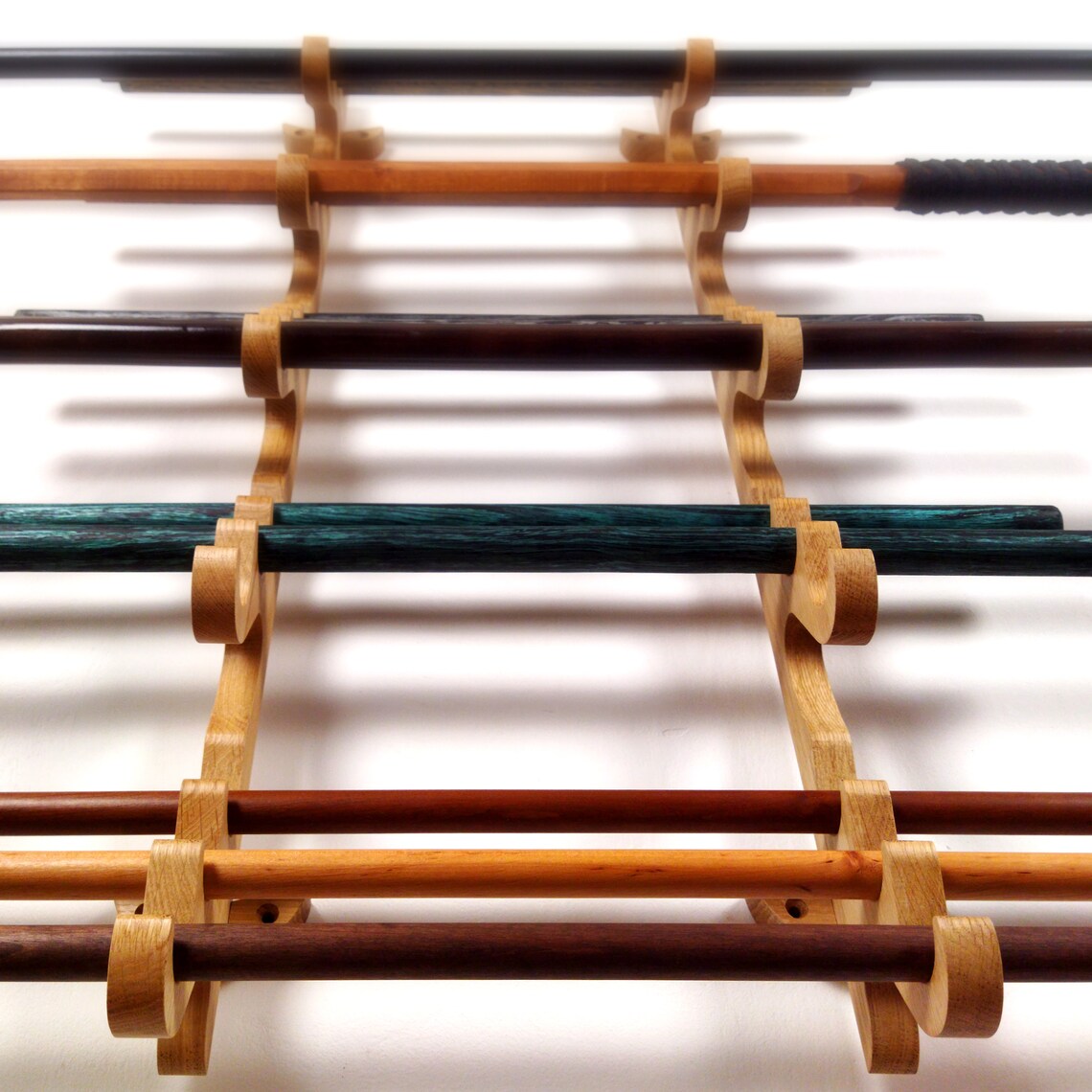 Oak Wood Multi-size Wall Rack - 15 Slots (oak) - Etsy