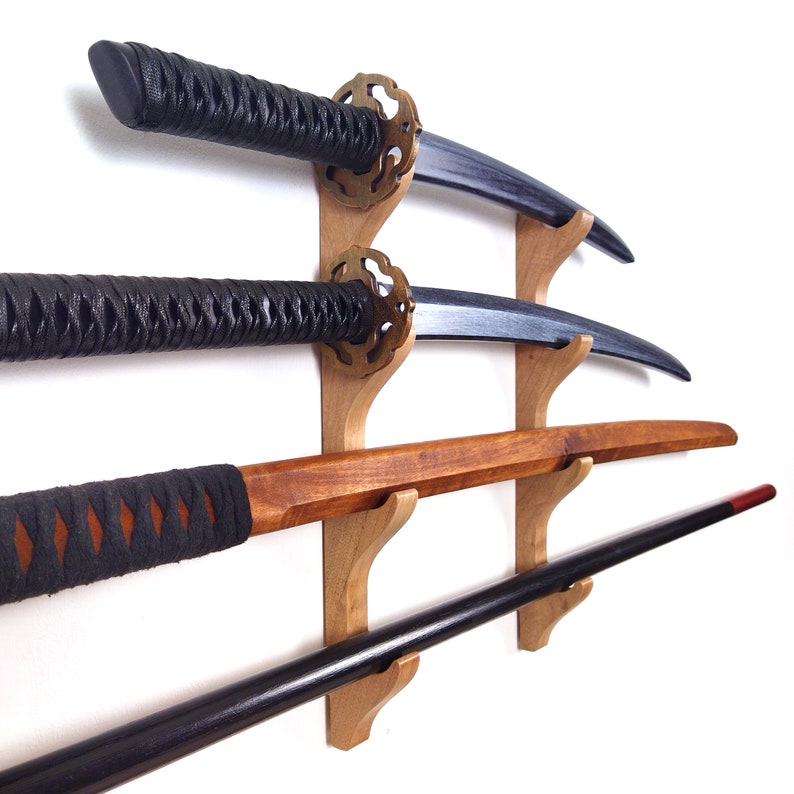 Bokken Rack Katana, Swords, Bokken, Lightsaber, Flute Wood Rack - 4 Layers (multi ...