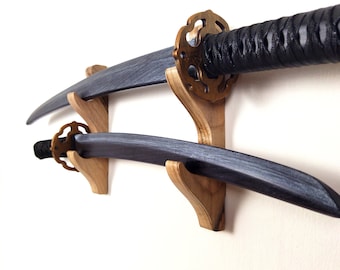 Katana, swords, bokken, lightsaber, flute wood rack - 2 Layers (multi-size)