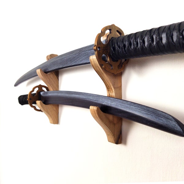 Katana, swords, bokken, lightsaber, flute wood rack - 2 Layers (multi-size)