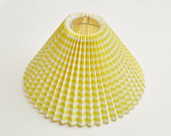 Yellow gingham check lampshade medium | Handmade Danish style shade