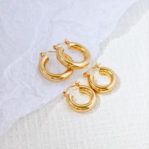 Chunky Gold Hoop Earrings, Minimalist earrings