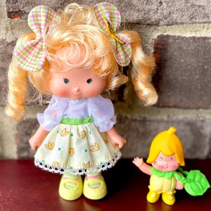 EXTREMELY RARE: 1980s Vintage Strawberry Shortcake Banana Twirl Berrykin Doll & Critter | American Greetings.