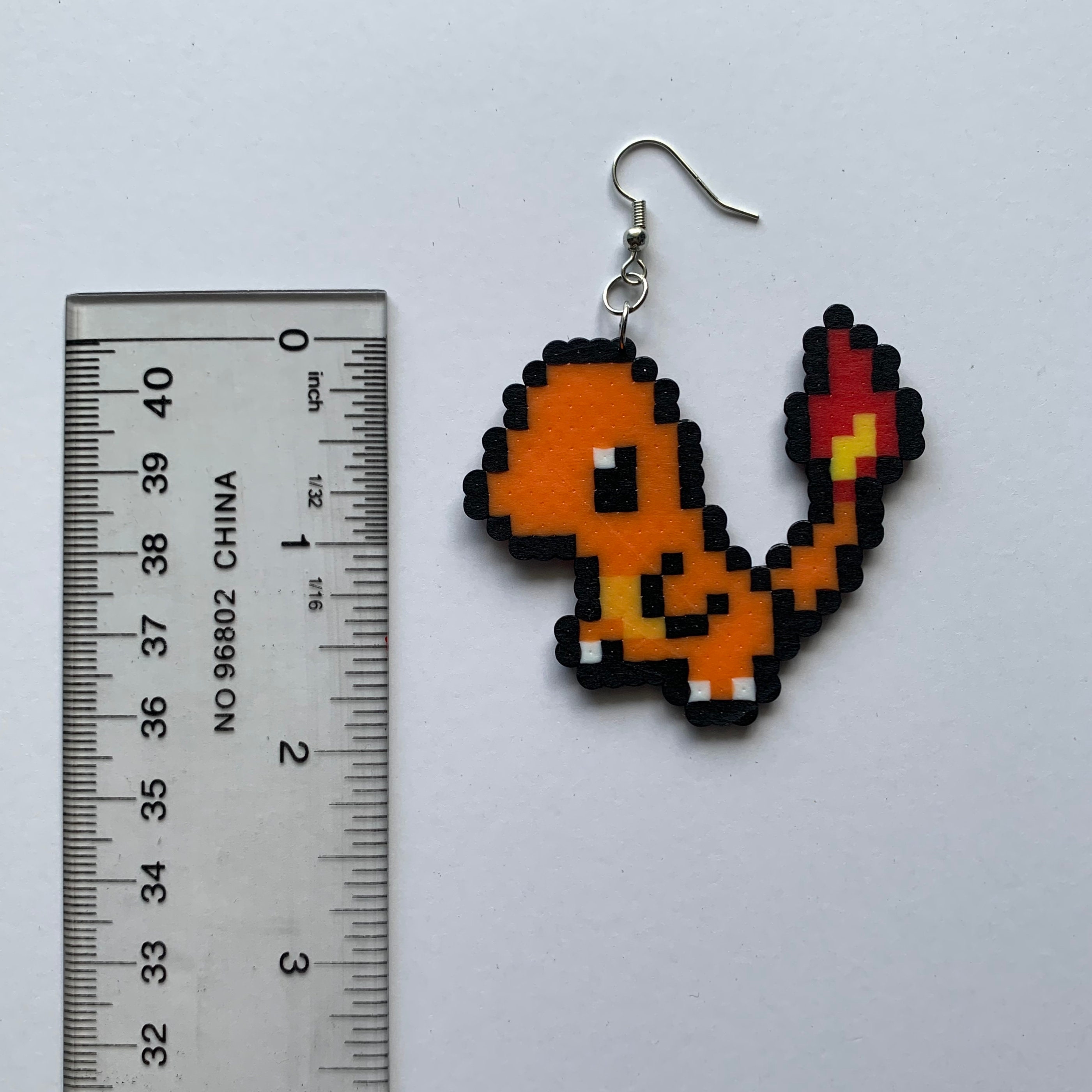 Pokemon Earrings Made Out of Perler Beads 