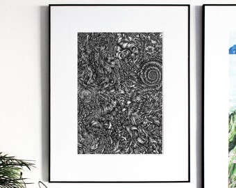 Art print. Fine art giclée print with archival inks. Illustration. Poster. Interior. Design. Hairy. Abstract.
