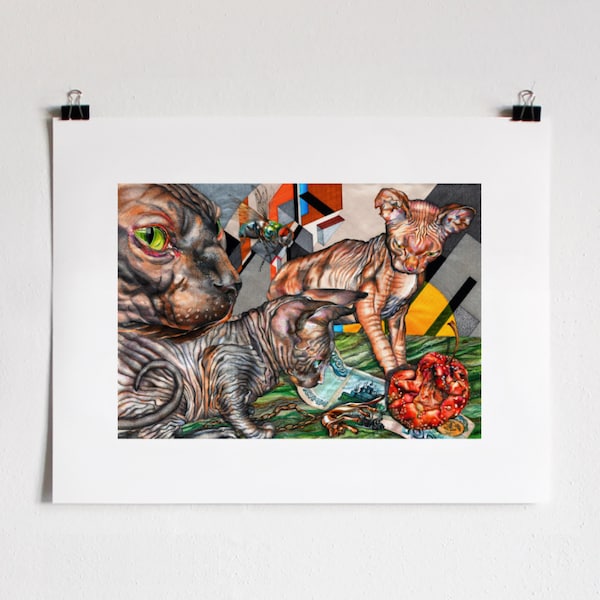Art / Print / Giclée print / Archival / Poster / Illustration / Design / Poster / Quality / Cartier / Sphynx cat