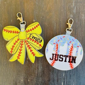 Baseball/Softball Taschenanhänger, Ball Taschenanhänger, Softball Schleife Anhänger