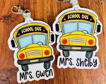 GREAT! SCHOOL BUS DRIVER Keychain, Personalized With NAME, Fun Gift!