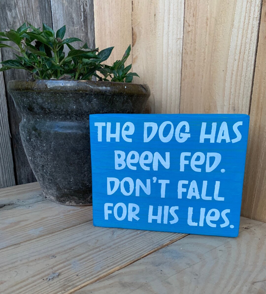 The Dog Has Been Fed Wood Sign Funny Dog Sign Dog Begs Sign Etsy