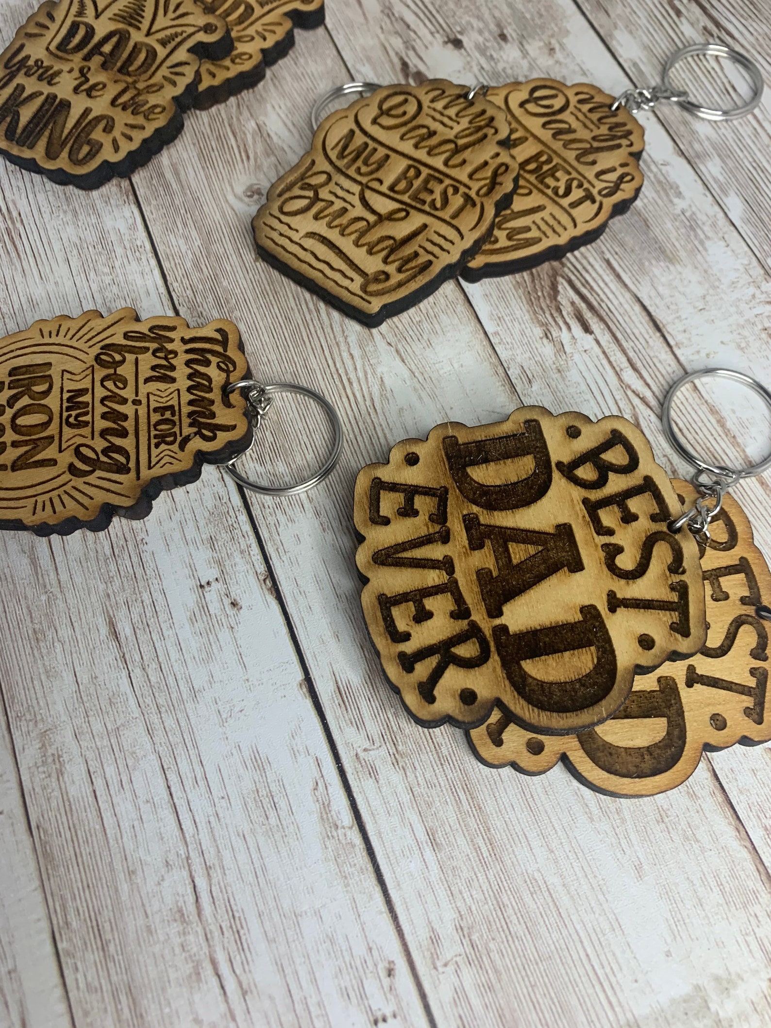 Dad Keychains Fathers Day Keychains Wood Engraved Etsy