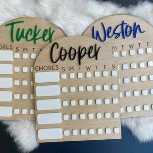 Kids Wood Chore Chart, Dry Erase Magnet Chore Chart, Personalized Chore Chart