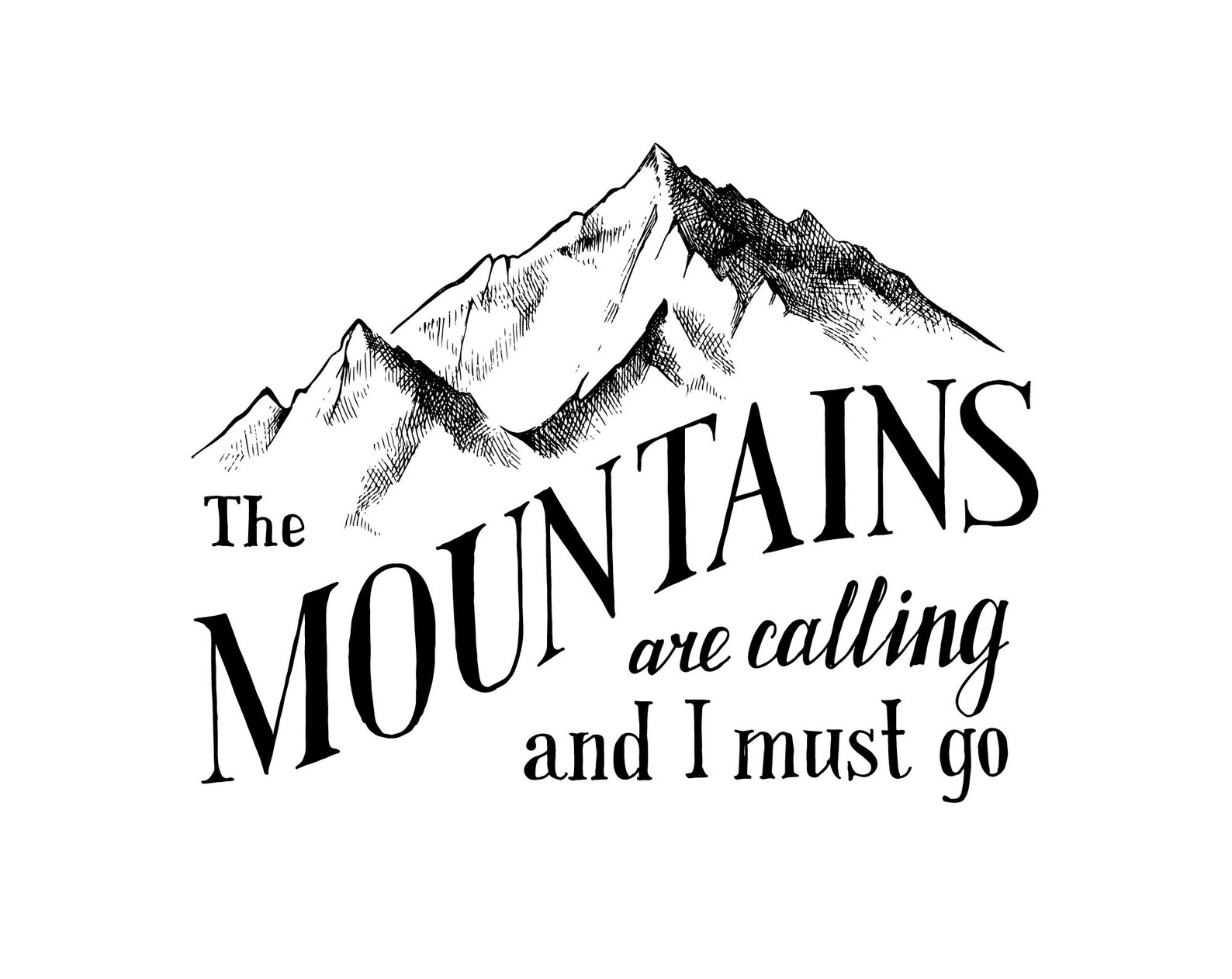 Mountain Clip Art Mountains Quote the Mountains Are Calling | Etsy