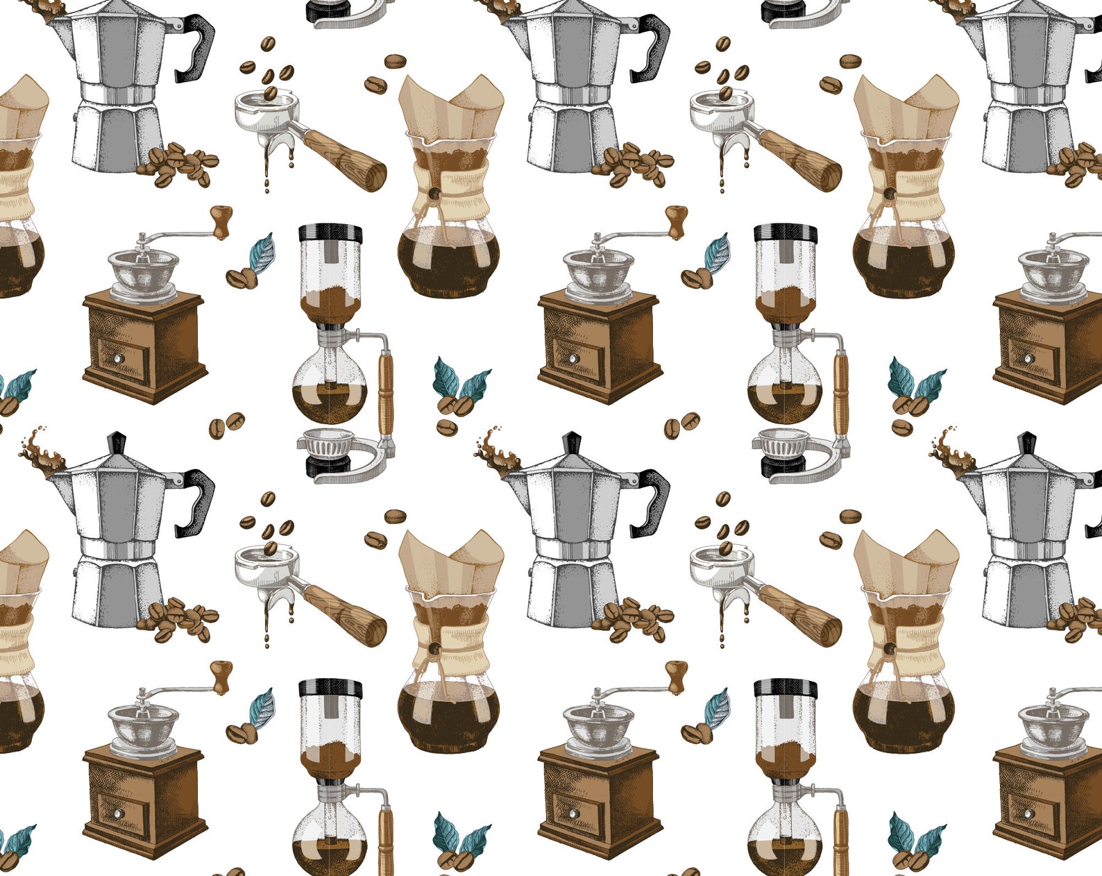 Coffee digital paper printable scrapbook paper pack. Seamless | Etsy