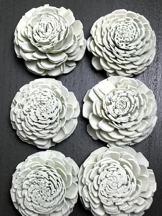 Set of 6 Wood Sola Flowers 2