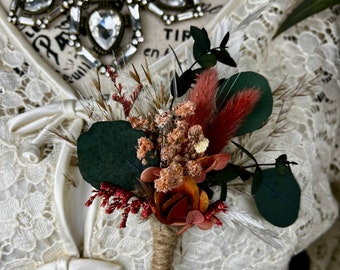 Dried flower boutonniere, mauve, blush, groom, rustic wedding, romantic corsage wedding, victorian boutonniere