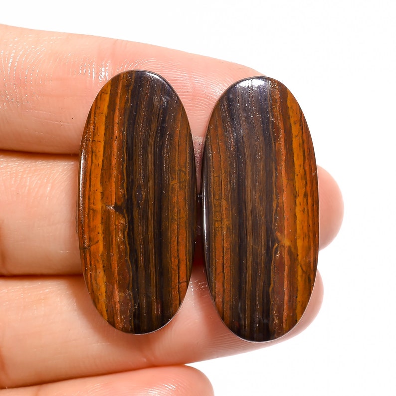 Marvellous Top Grade Quality 100/% Natural Iron Tiger Eye Oval Shape Cabochon Loose Gemstone Pair For Making Earrings 48 Ct 33X15X4 mm F-2979