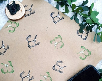 Mistletoe Ink Stamp, Hand Carved Christmas Rubber Stamp, DIY Wrapping Paper, Eco Gift Wrapping, Recyclable Wrapping Paper, Unique Gift Idea