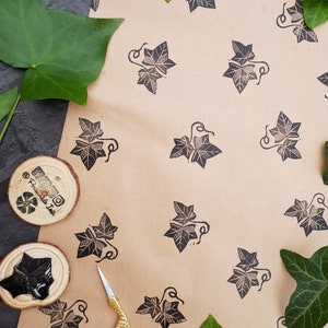 Ivy Ink Stamp, Traditional Christmas Printing Block, Hand Carved Rubber Stamp, DIY Wrapping Paper, Eco Gift Wrapping, Recyclable Paper